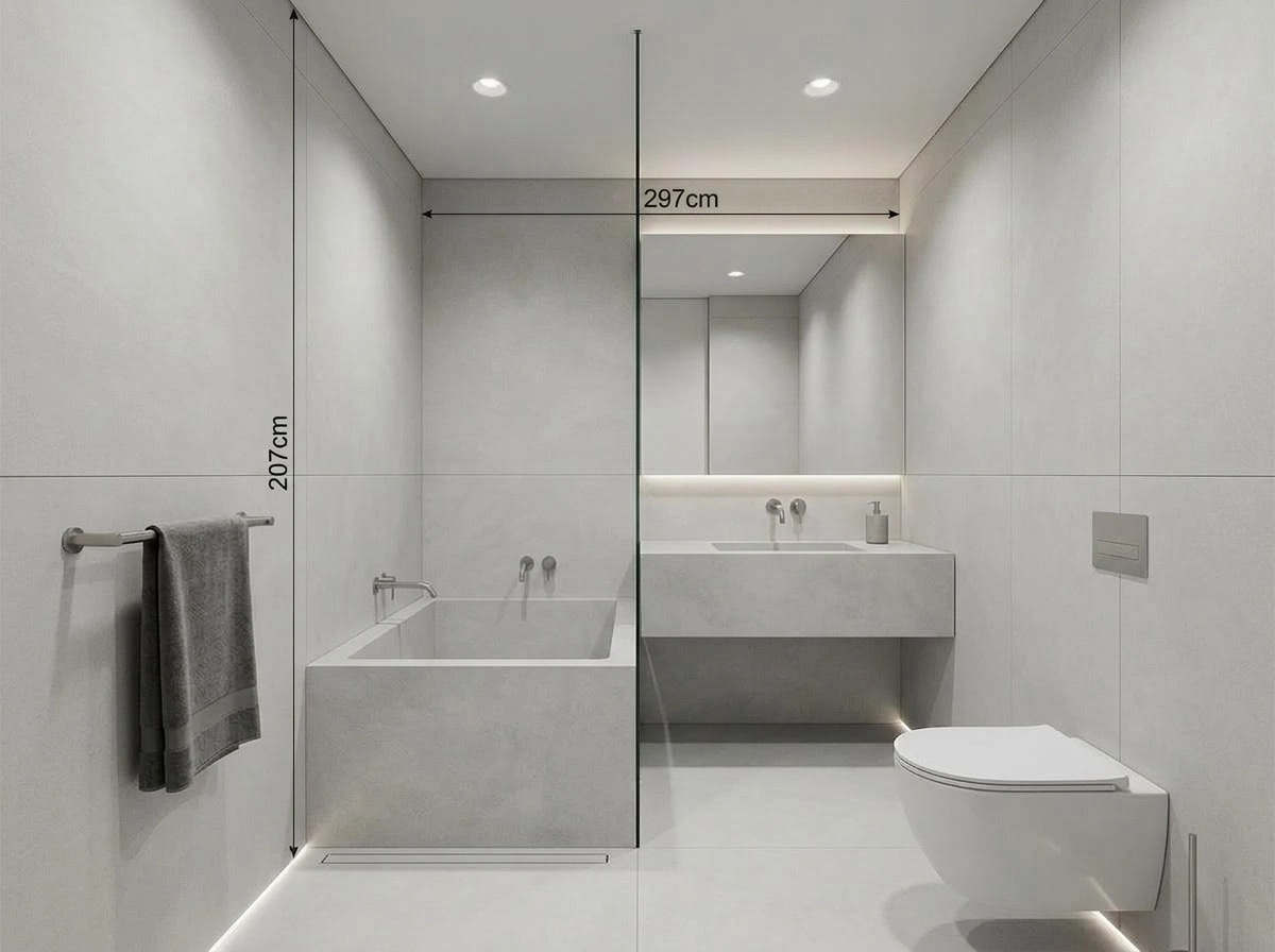 Bathroom interior in Minimalism style — photo by GenRoom AI