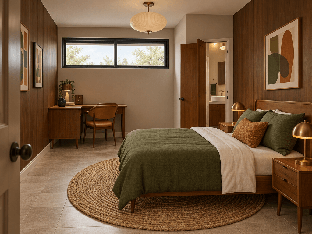 Interior design in Mid-Century Modern style — Bedroom by GenRoom AI