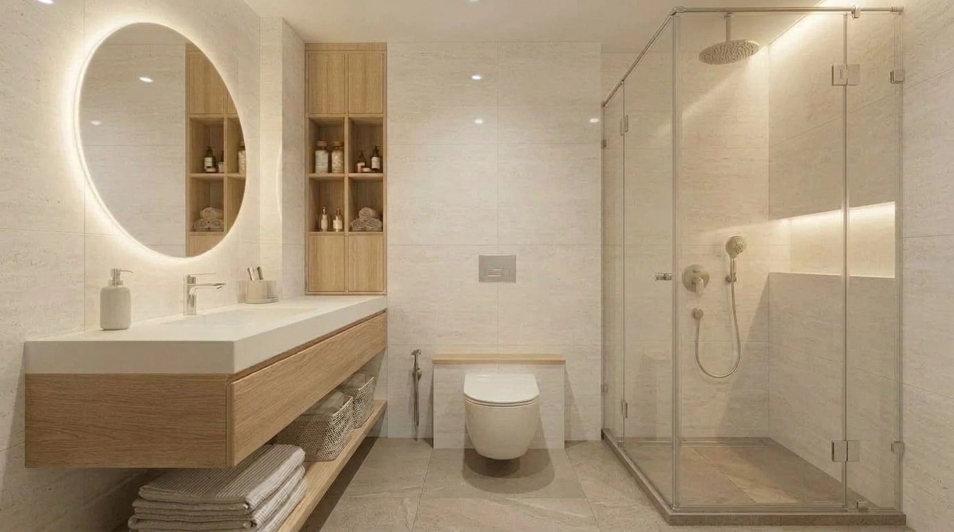 Bathroom interior in Scandinavian style — photo by GenRoom AI