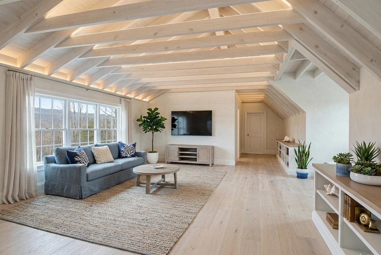 Interior design in Coastal / Hamptons style — attic by GenRoom AI