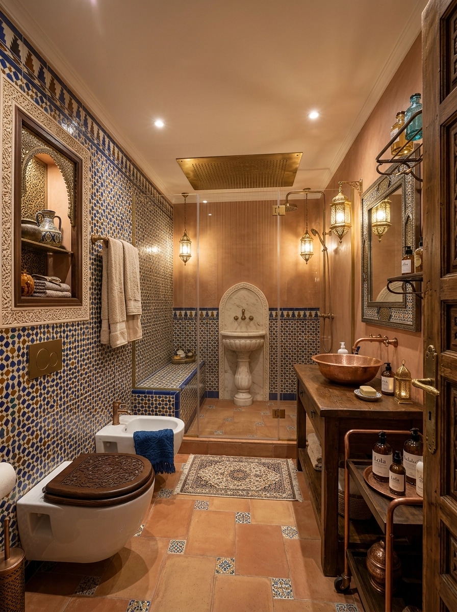 Andalusian Bathroom design — interior photo by GenRoom AI
