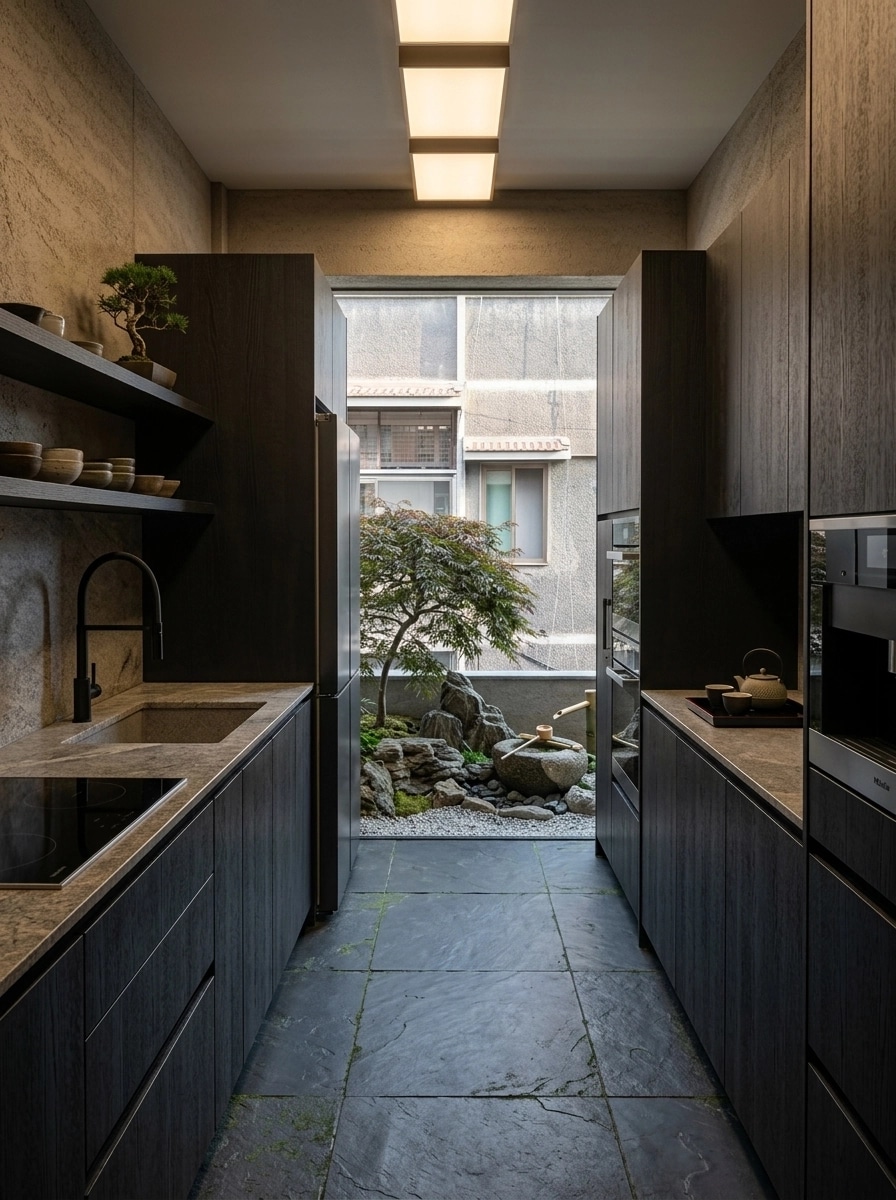 Kitchen interior in japanese-garden style — photo by GenRoom AI