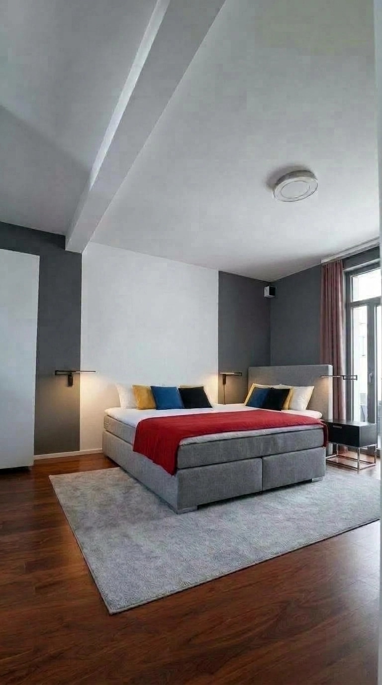 Bedroom interior in Bauhaus style — photo by GenRoom AI