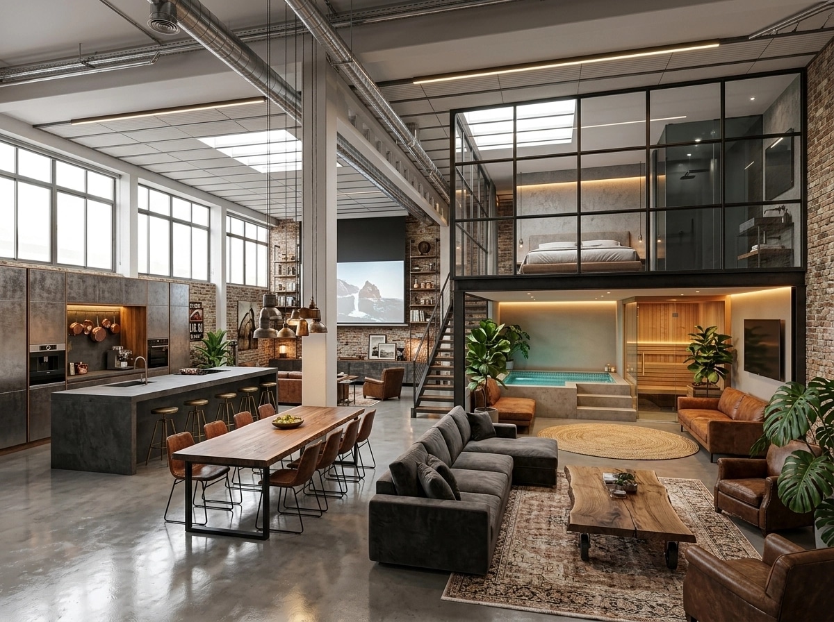 Interior design in Loft / Industrial style — Living Room by GenRoom AI