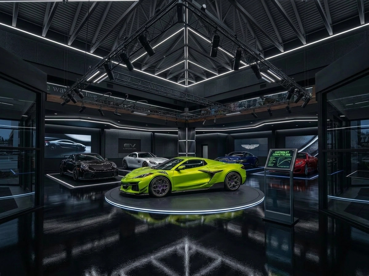 Interior design in Blacktec style — showroom by GenRoom AI