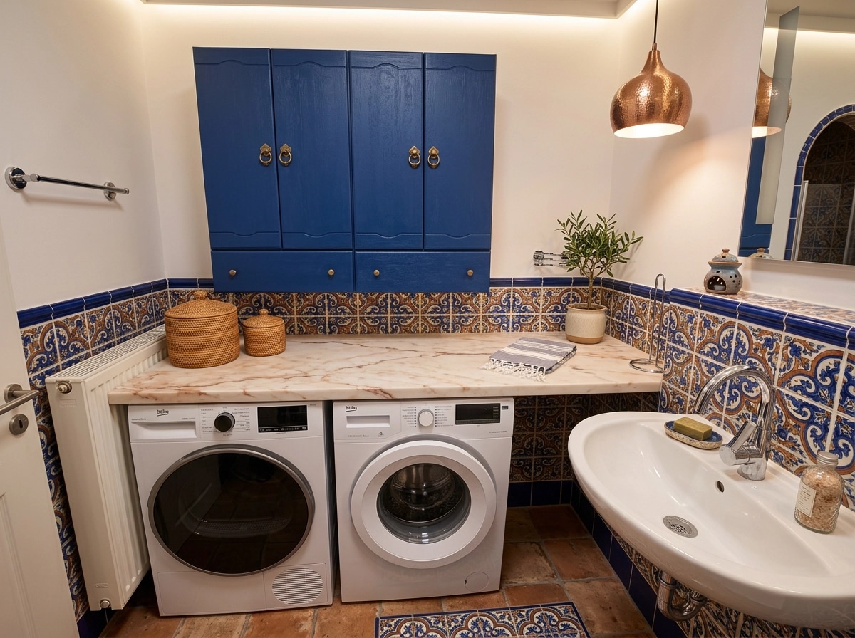 Bathroom interior in Mediterranean style — photo by GenRoom AI