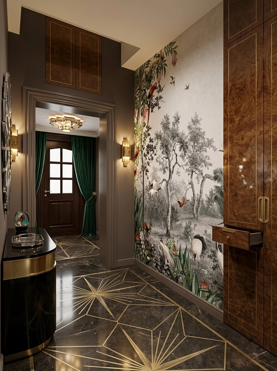 Hallway interior in Art Deco style — photo by GenRoom AI