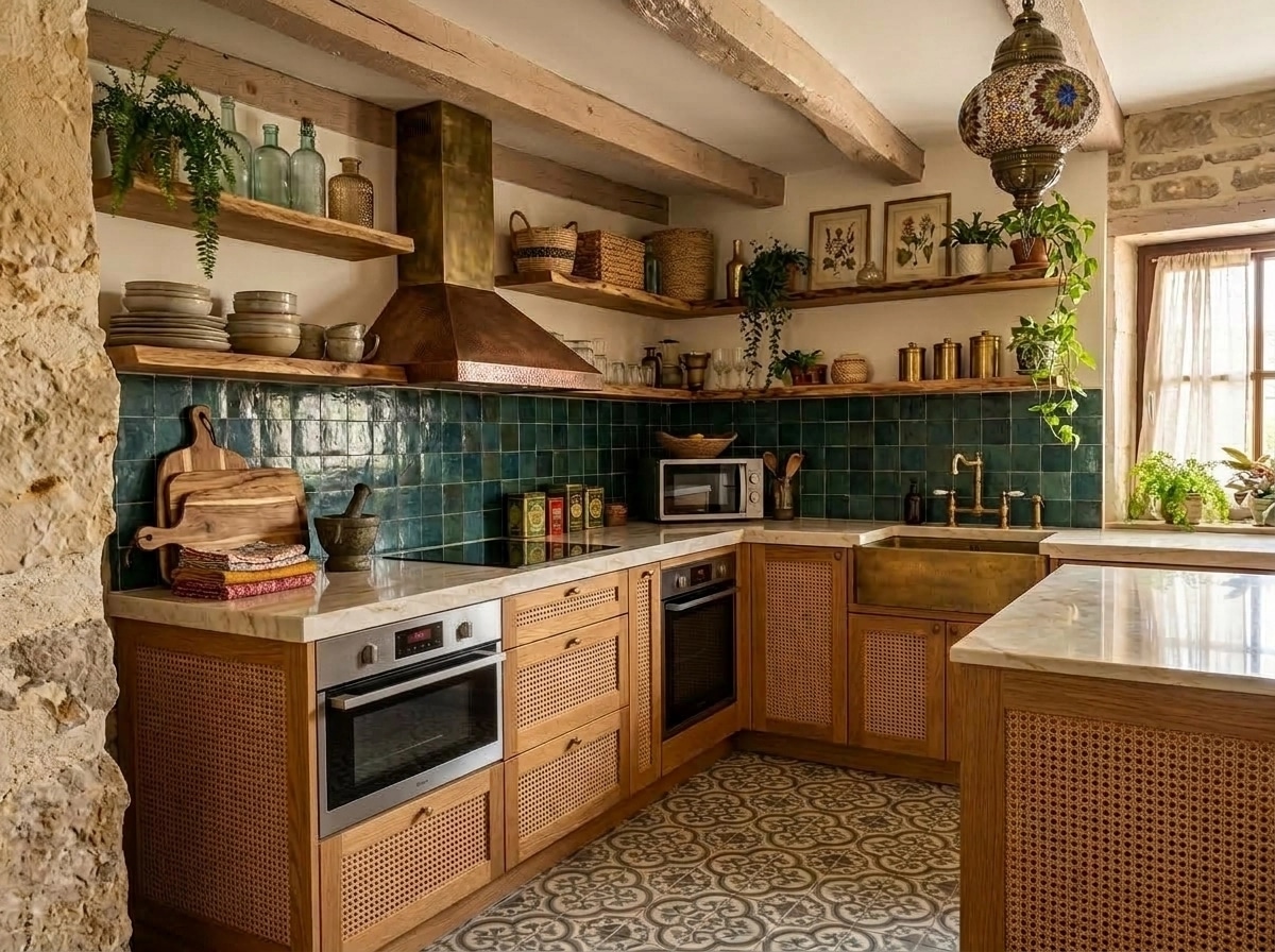 Kitchen interior in Bohemian style — photo by GenRoom AI