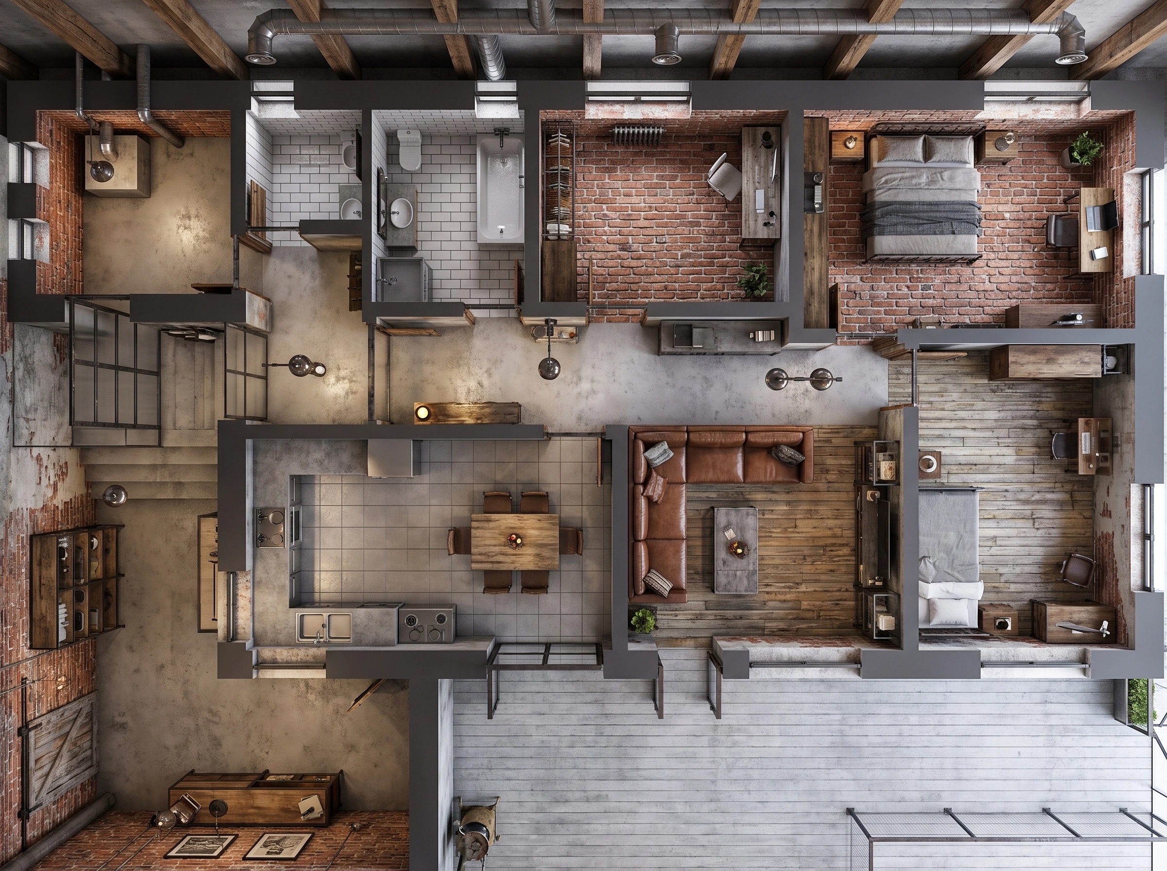 Interior design in Loft / Industrial style — Living Room by GenRoom AI