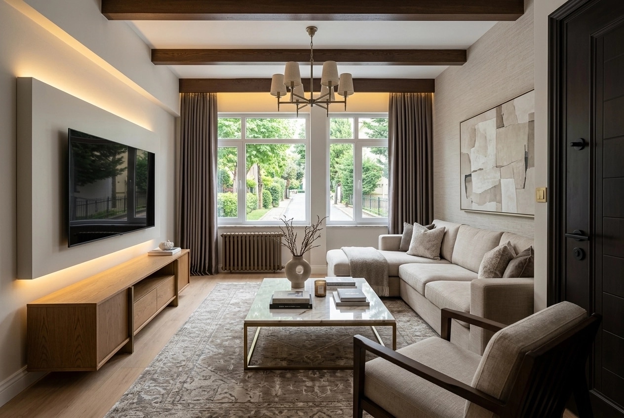 Transitional Living Room design — interior photo by GenRoom AI