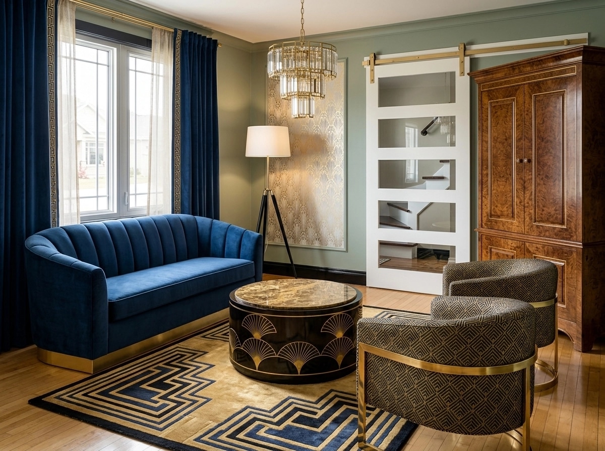 Interior design in Art Deco style — Living Room by GenRoom AI