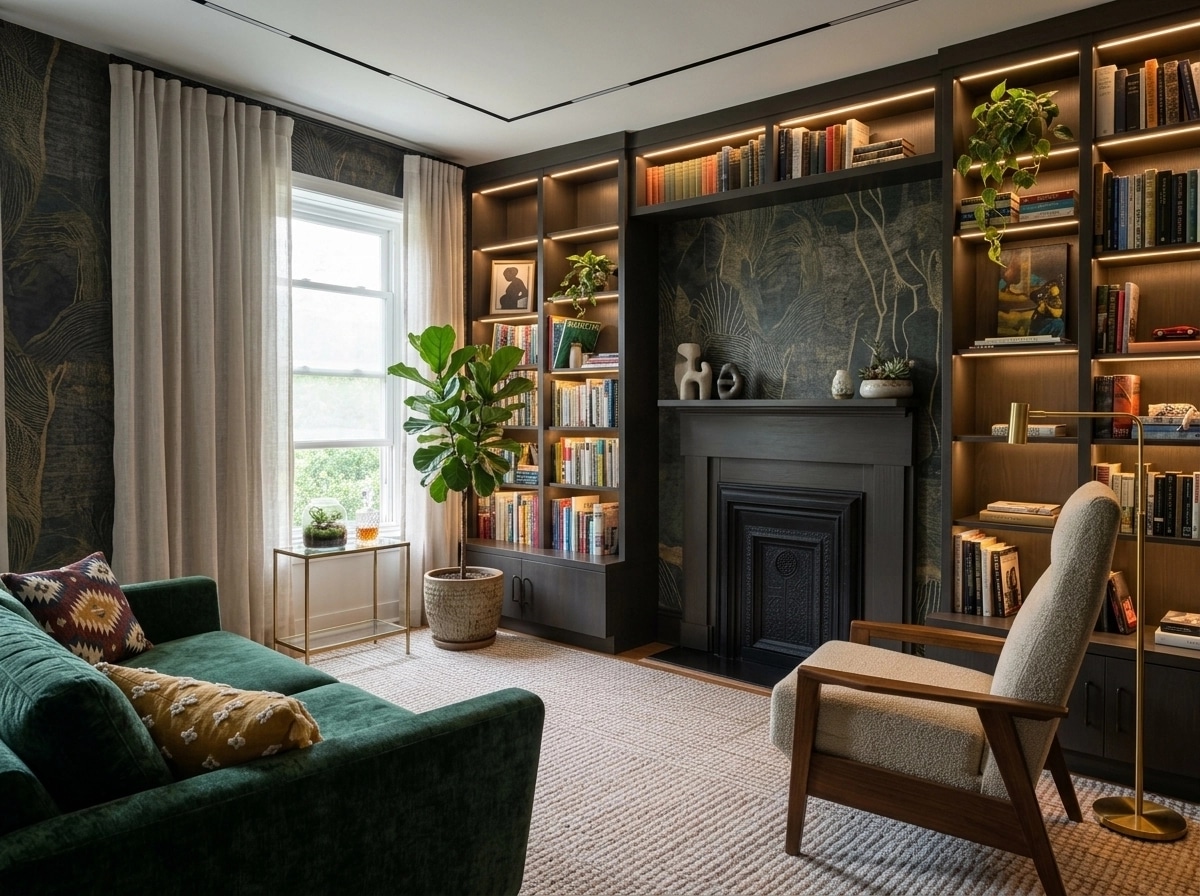 Interior design in Contemporary style — library by GenRoom AI