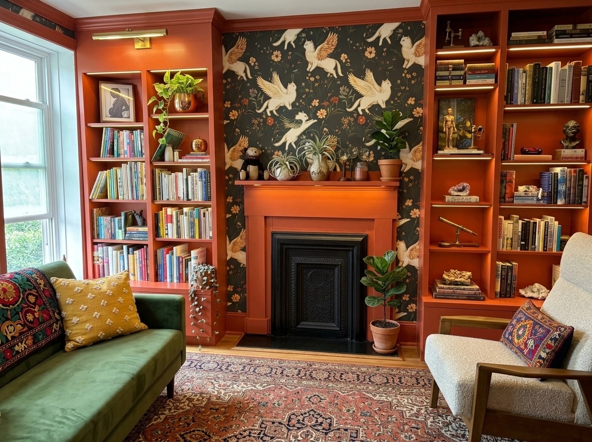 Interior design in Eclectic style — library by GenRoom AI