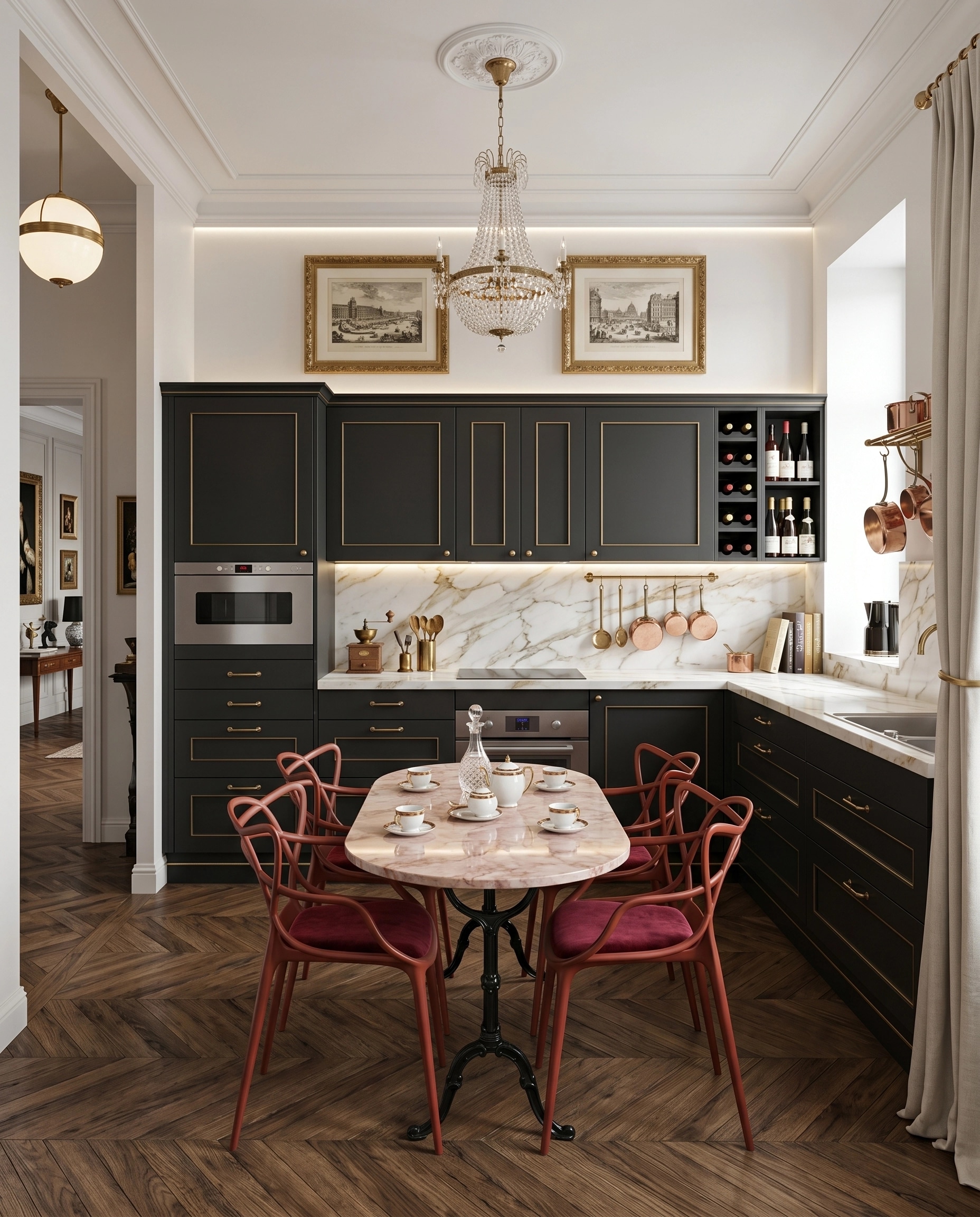 Kitchen interior in French Parisian style — photo by GenRoom AI