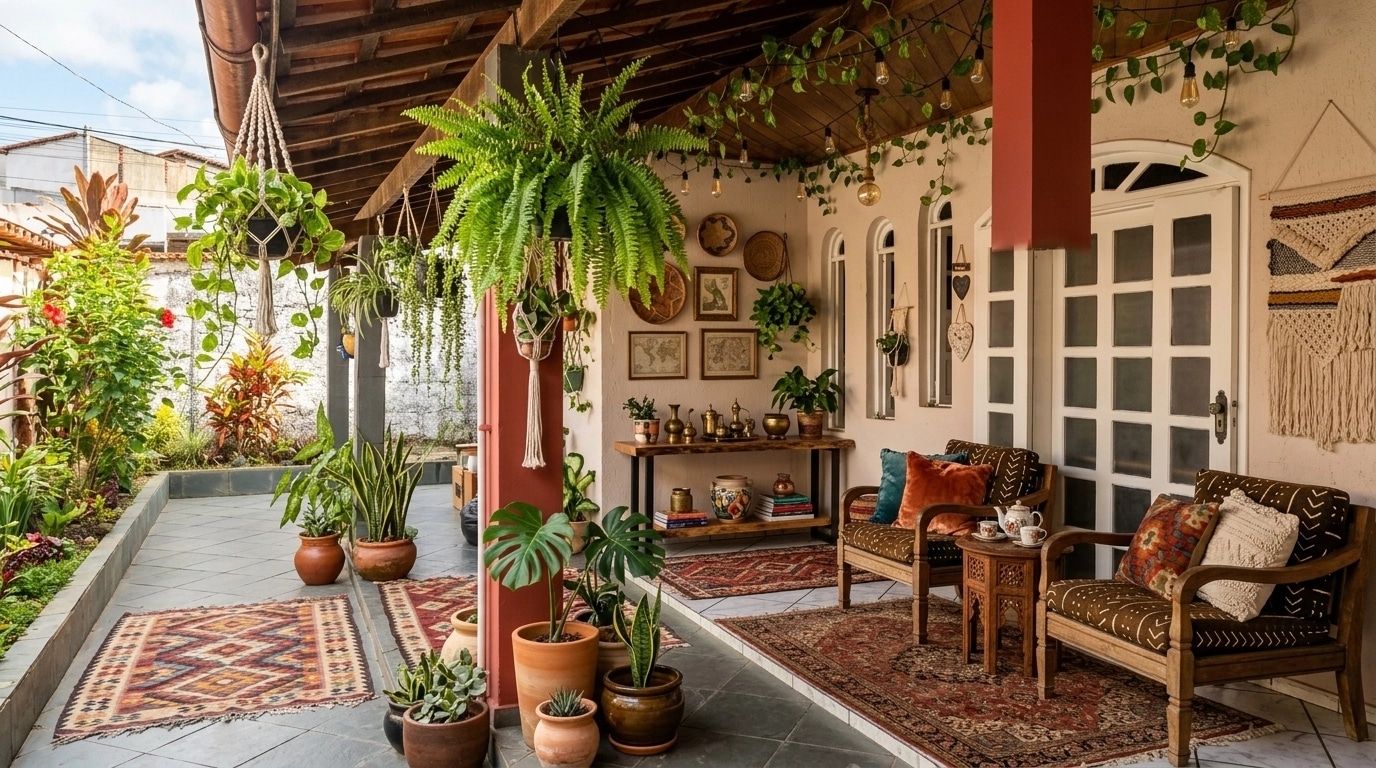 Interior design in Bohemian style — balcony by GenRoom AI
