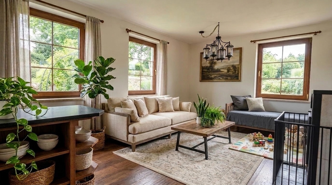 Modern Farmhouse Living Room design — interior photo by GenRoom AI