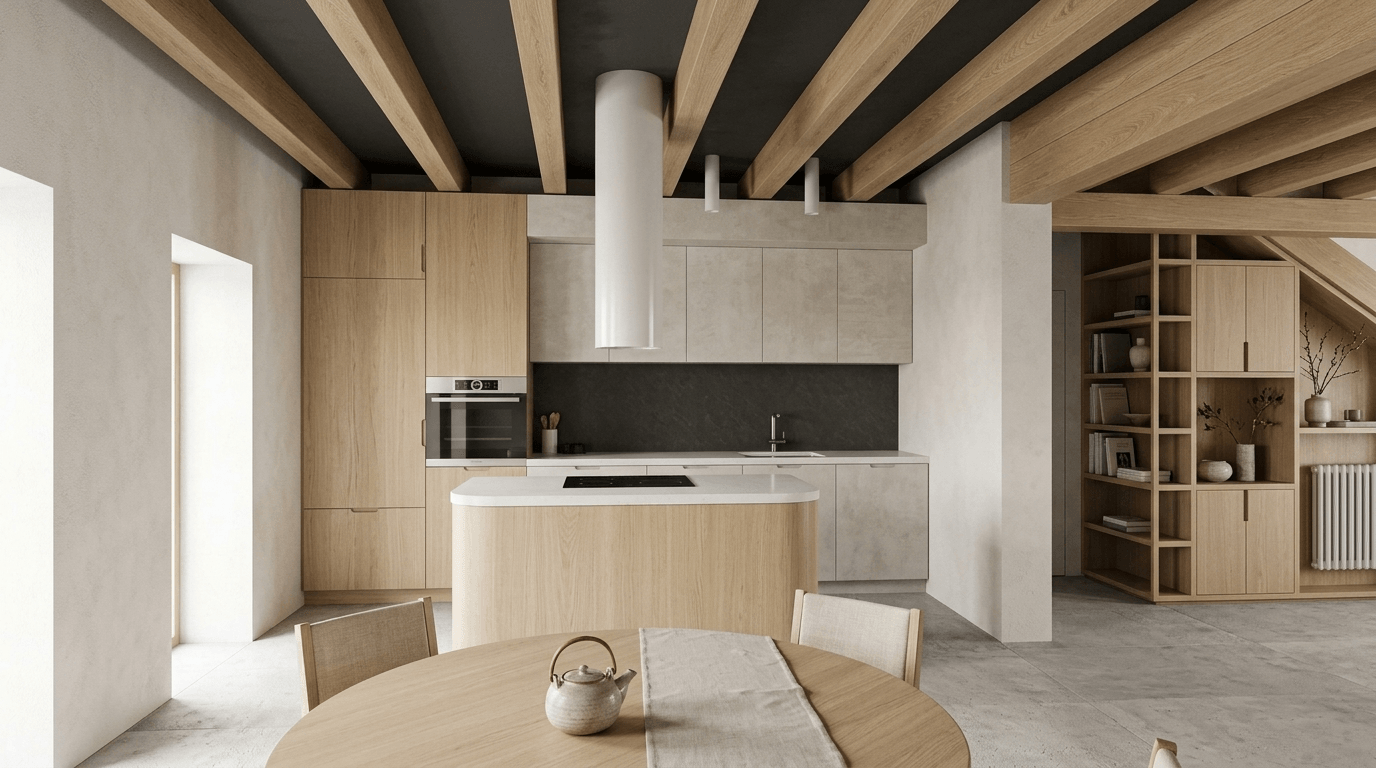Kitchen interior in Scandinavian style — photo by GenRoom AI
