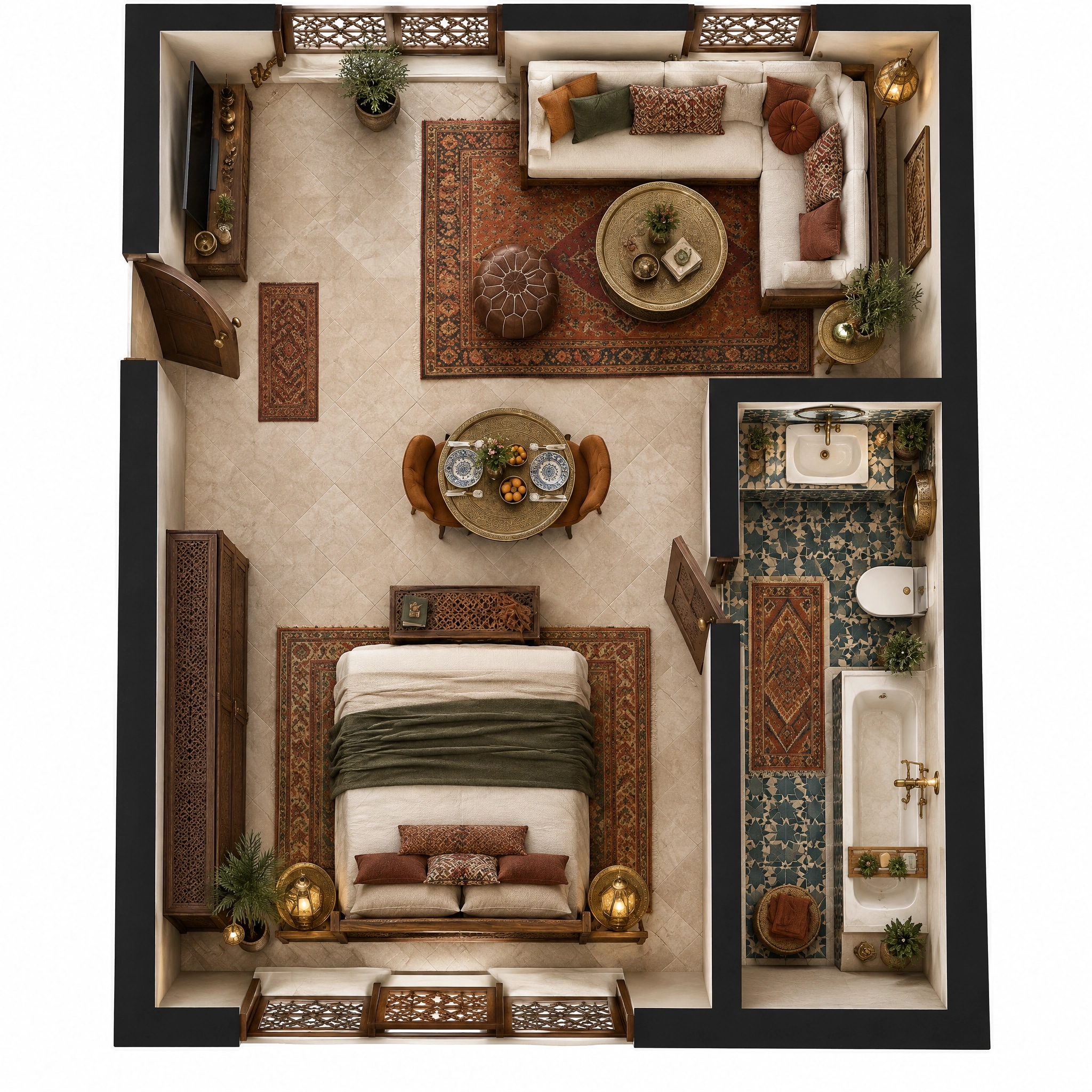 Interior design in Arabian / Moroccan style — Living Room by GenRoom AI