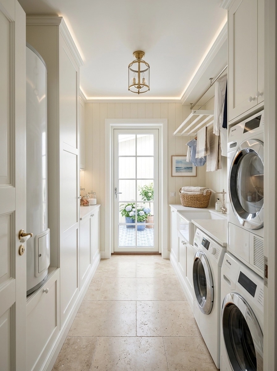 Interior design in Coastal / Hamptons style — laundry by GenRoom AI