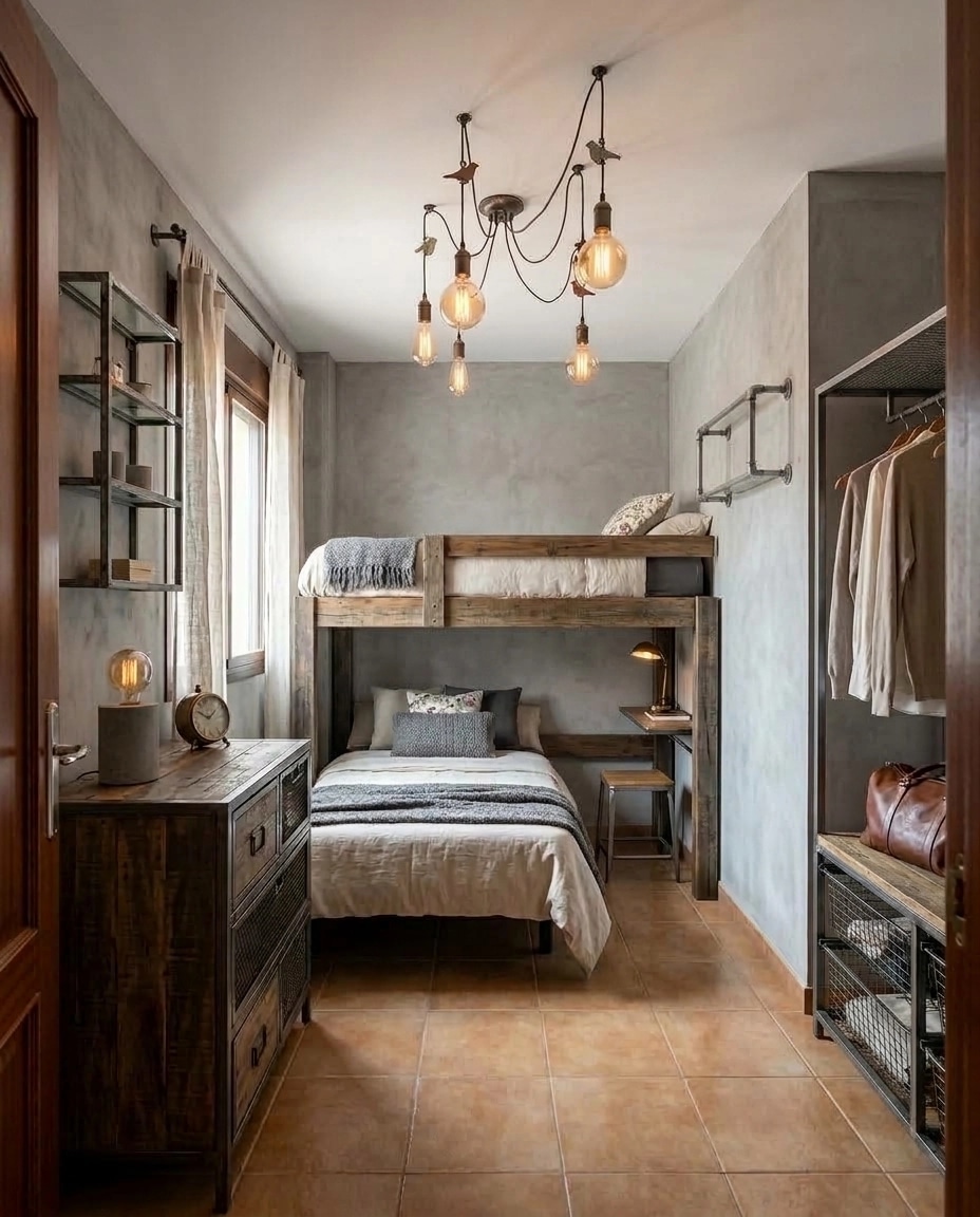 Loft / Industrial Bedroom design — interior photo by GenRoom AI