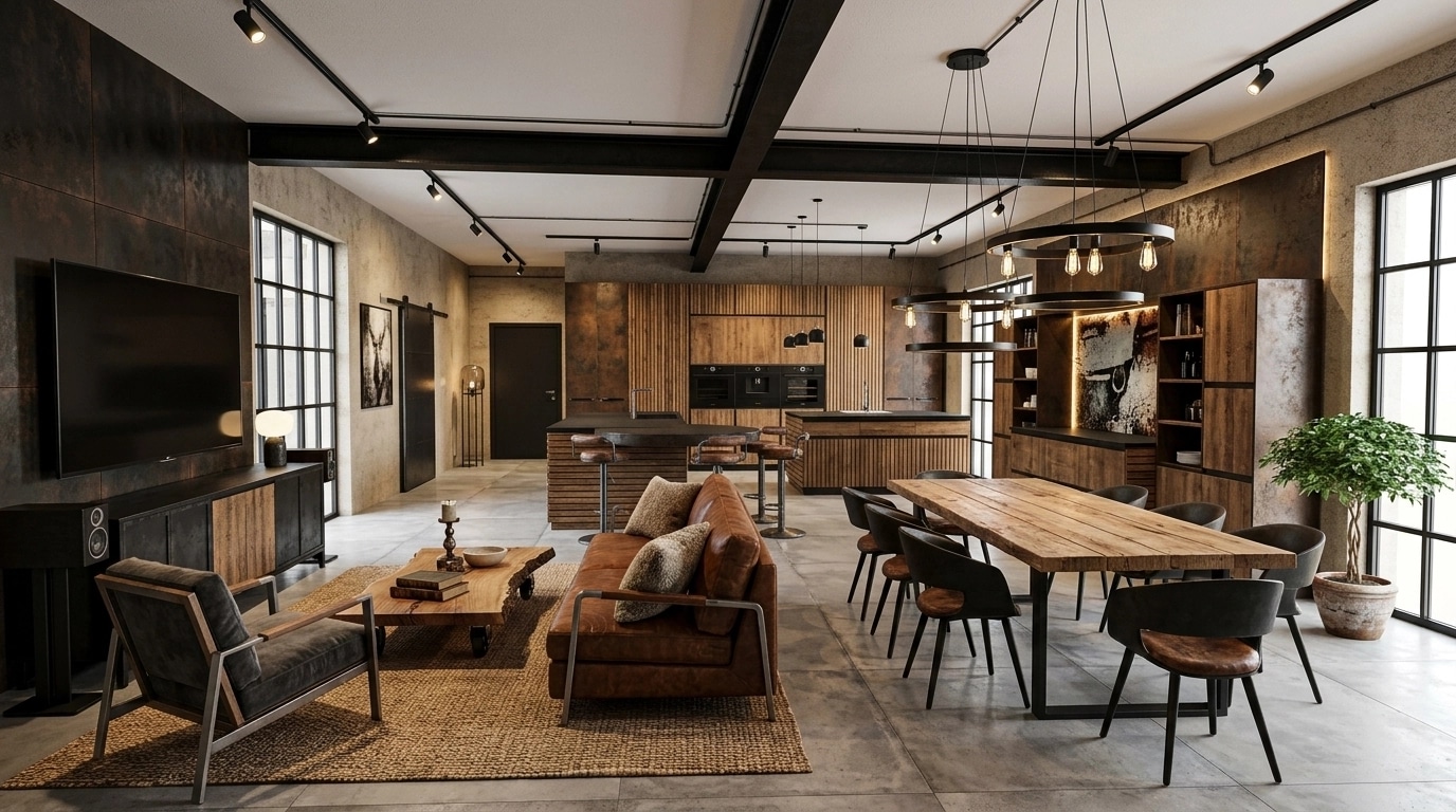 Interior design in Loft / Industrial style — Living Room by GenRoom AI