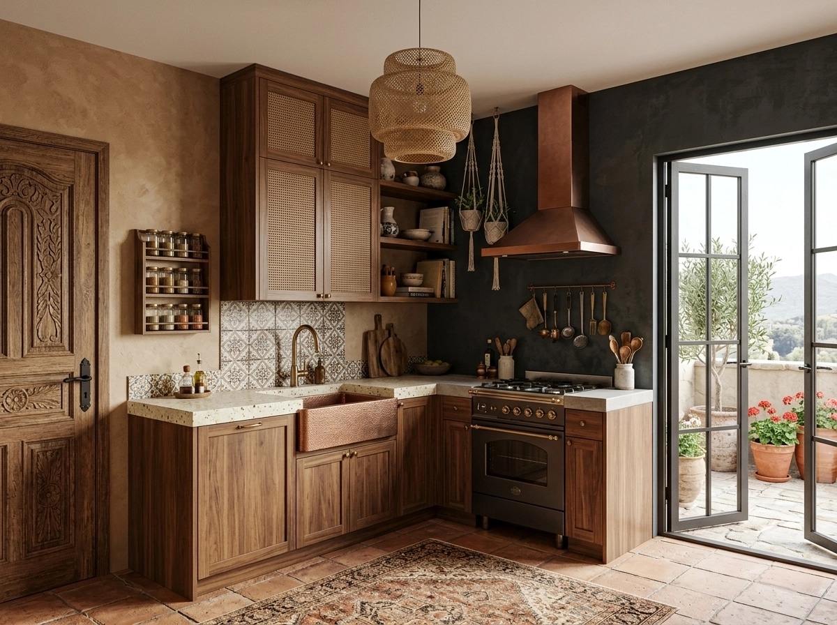 Kitchen interior in Bohemian style — photo by GenRoom AI