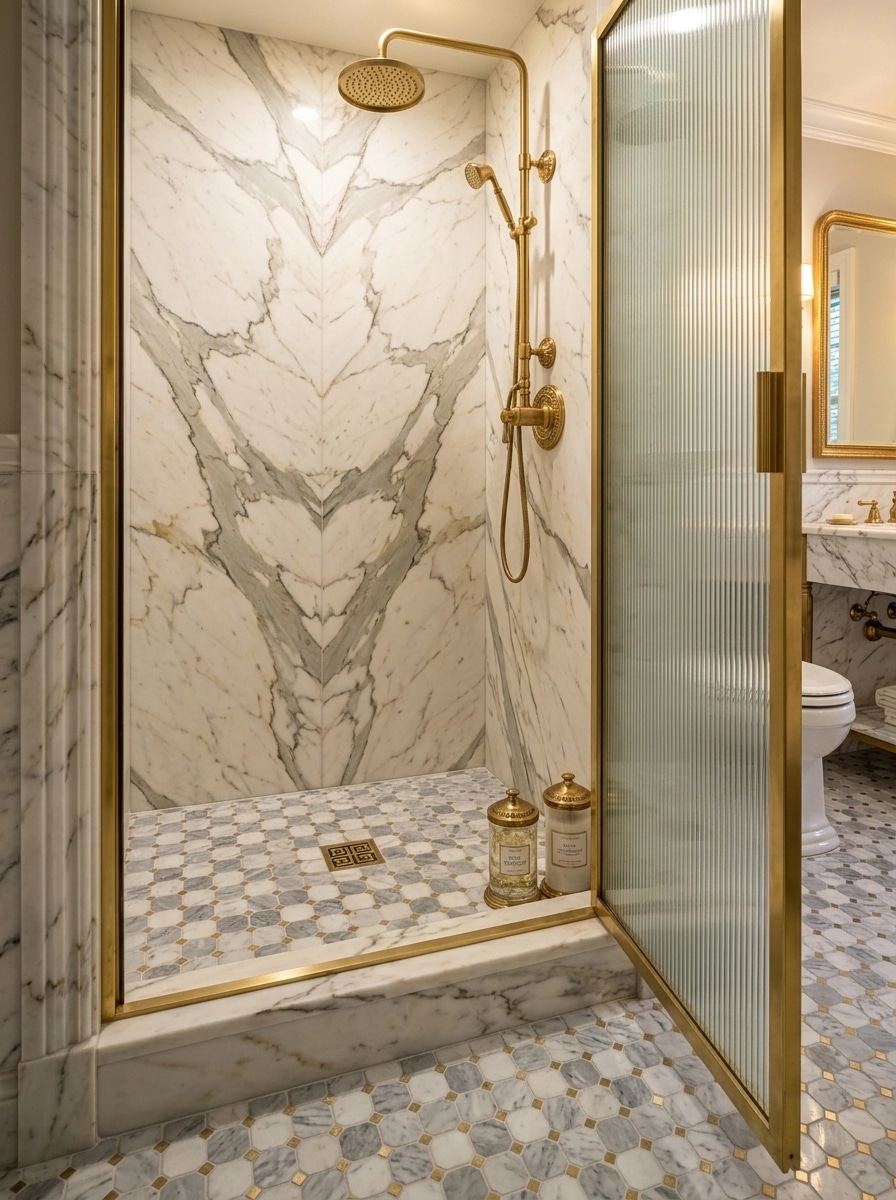 Bathroom interior in Neoclassic style — photo by GenRoom AI
