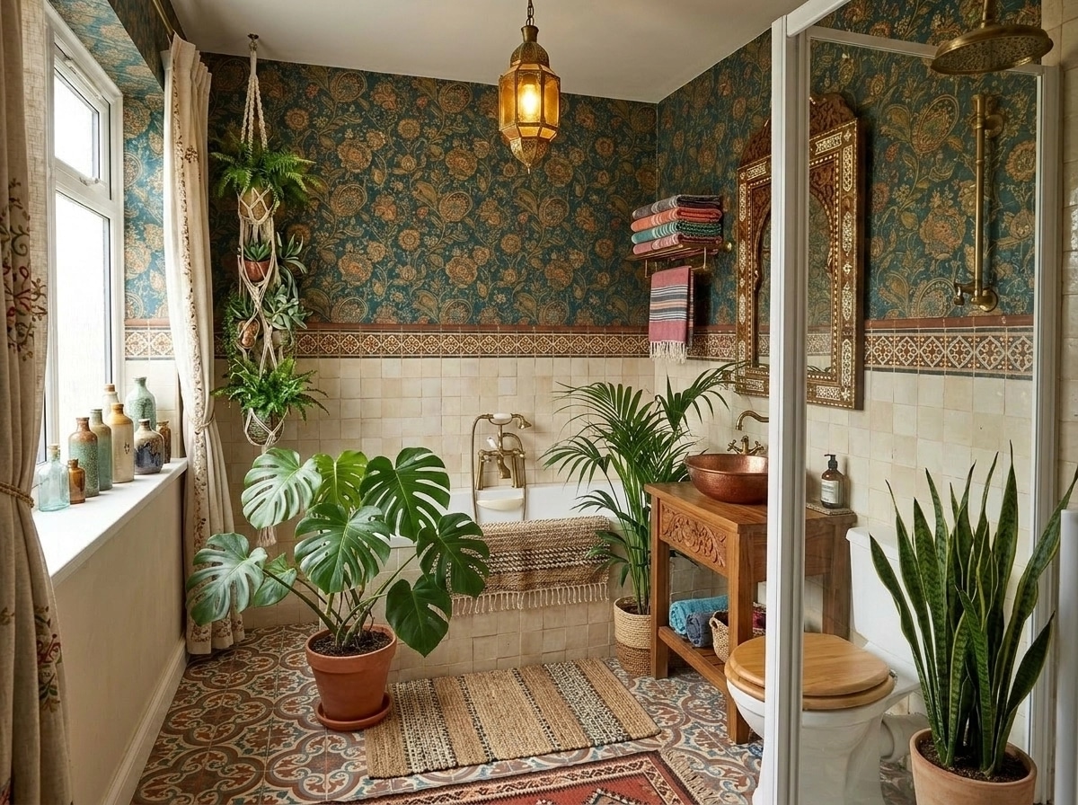 Bohemian Bathroom design — interior photo by GenRoom AI