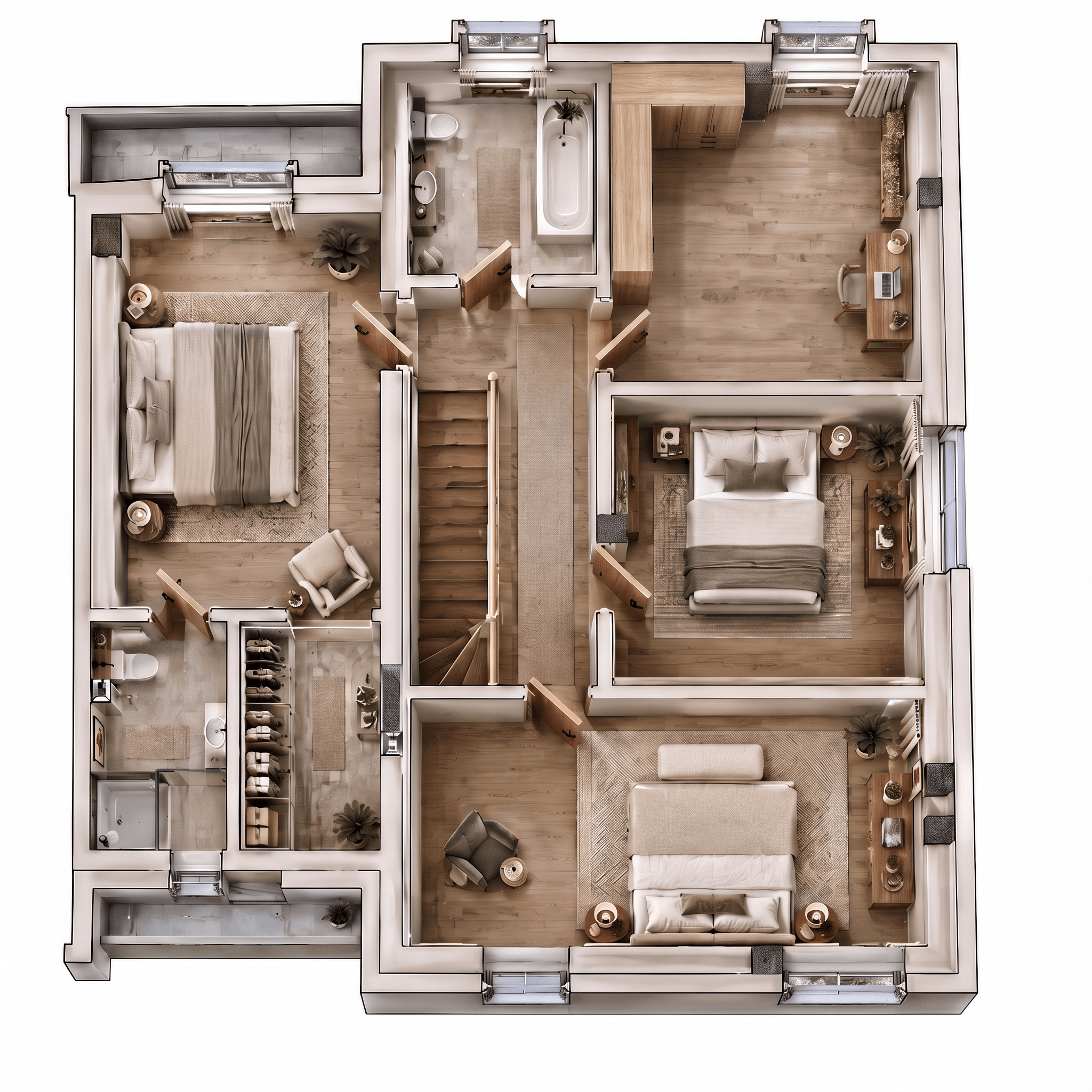 Innenraumdesign im Transitional-Stil — Wohnzimmer von GenRoom AI