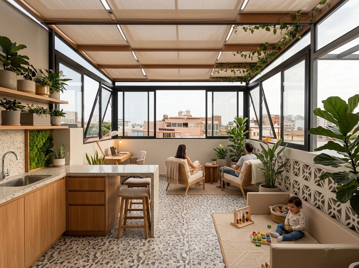 Interior design in Biophilic style — terrace by GenRoom AI