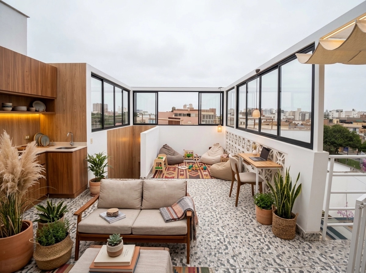 Interior design in Bohemian style — terrace by GenRoom AI