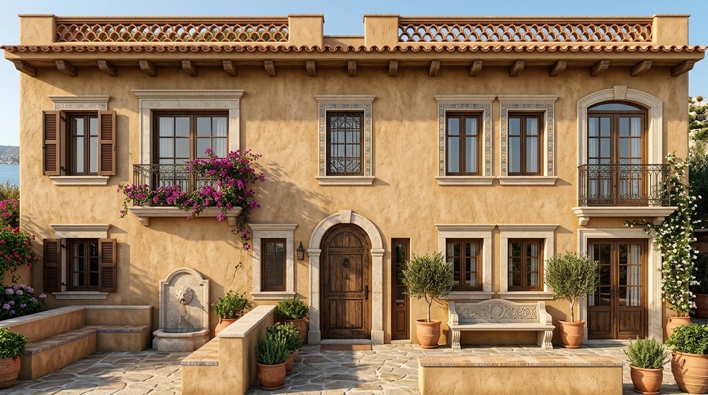 Facade design in Mediterranean Facade style — photo by GenRoom AI