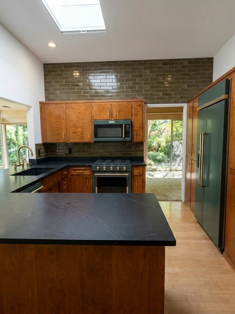 Kitchen interior in Mid-Century Modern style — photo by GenRoom AI