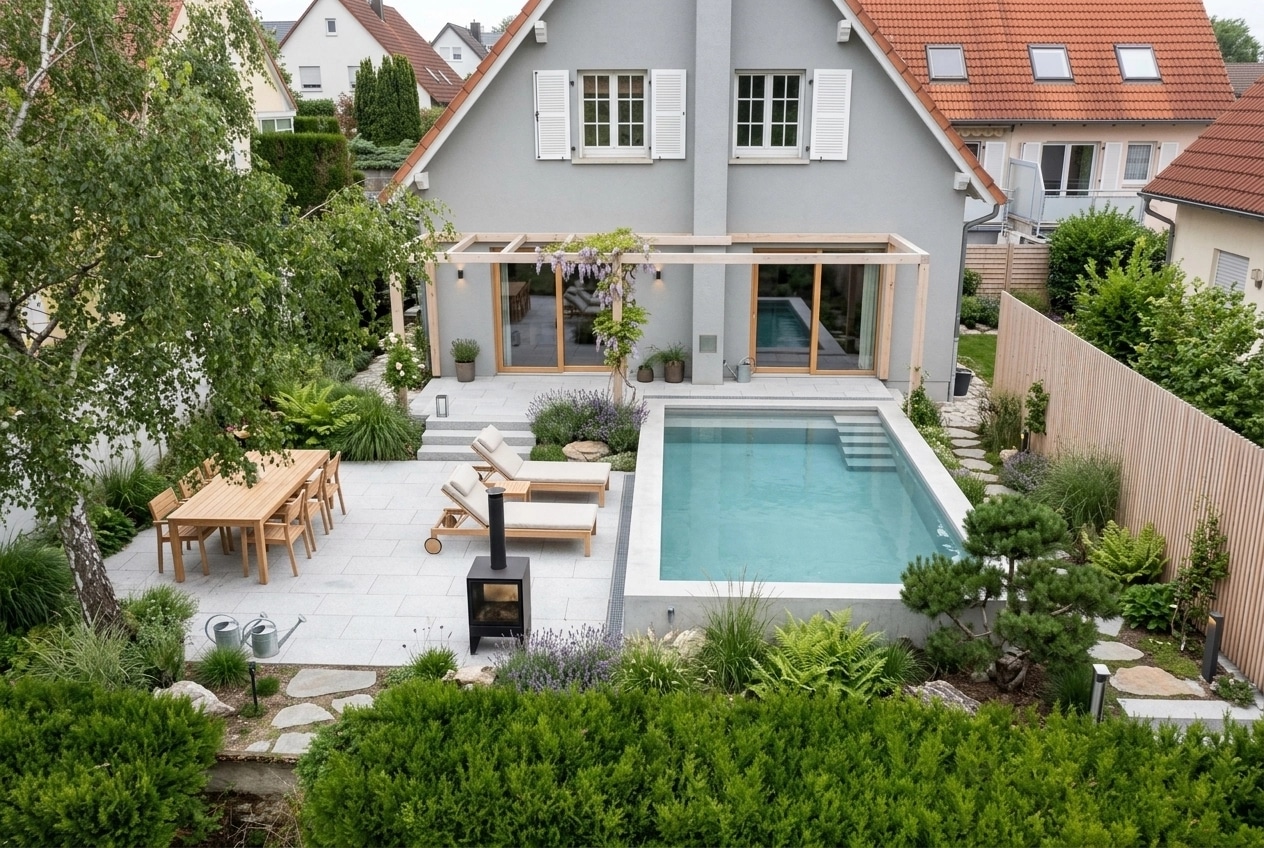 Landscape design in Scandinavian Garden style — Yard by GenRoom AI