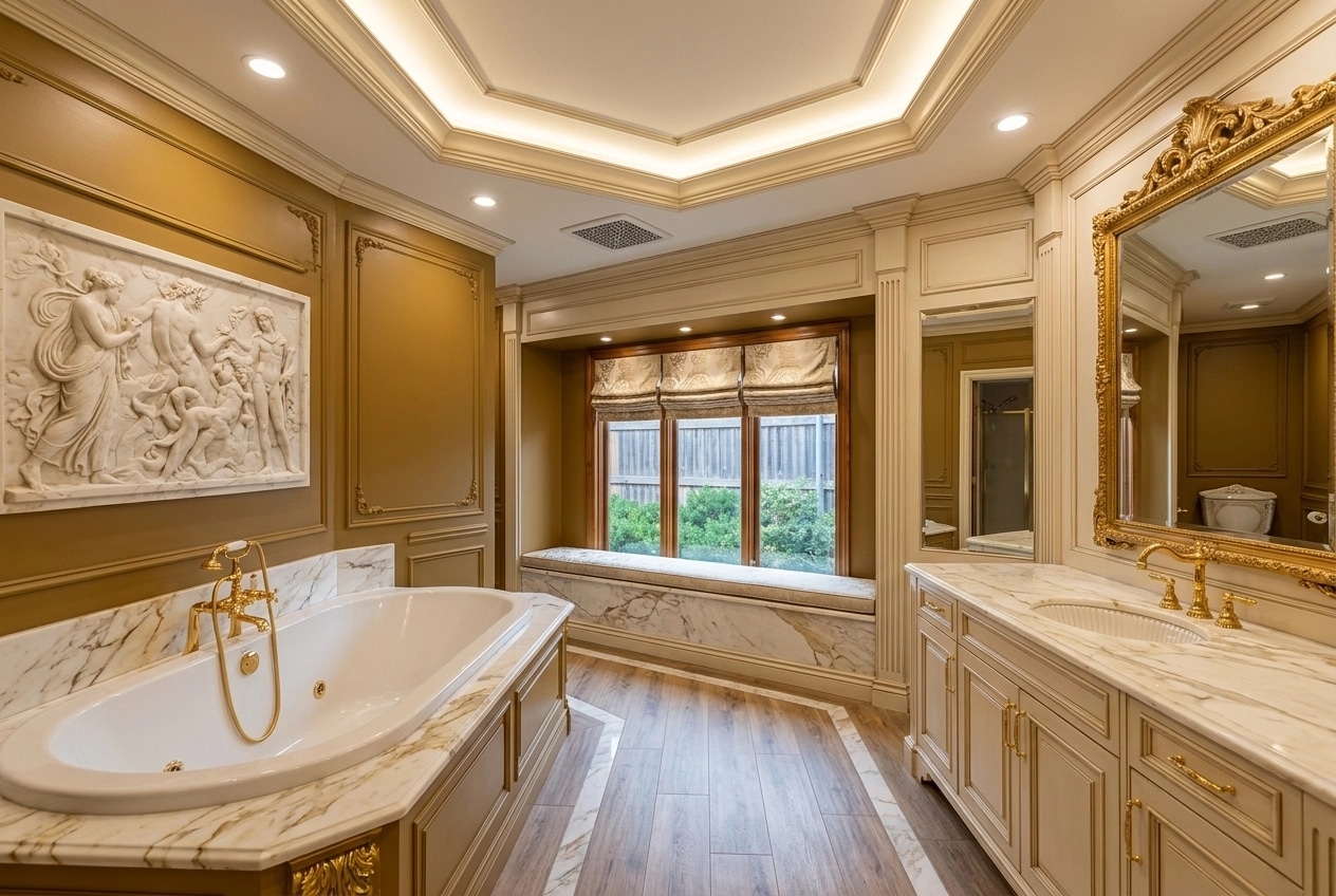 Bathroom interior in Neoclassic style — photo by GenRoom AI