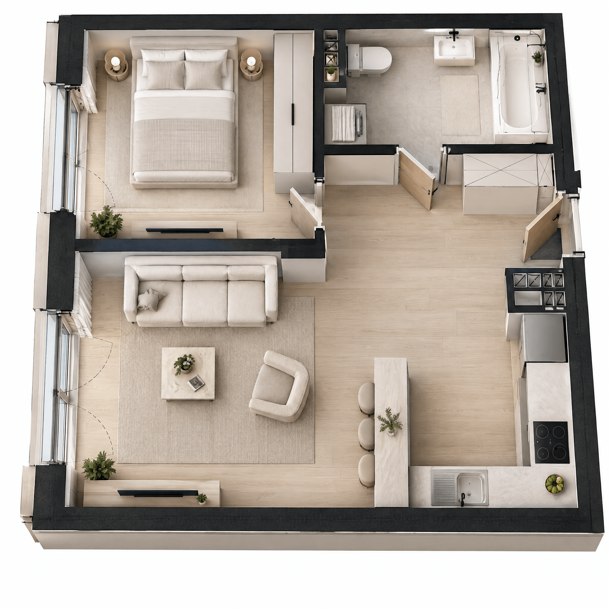 Interior design in Minimalism style — Living Room by GenRoom AI