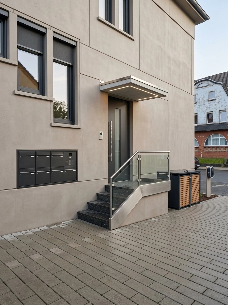 Facade design in German Modernist Facade style — photo by GenRoom AI