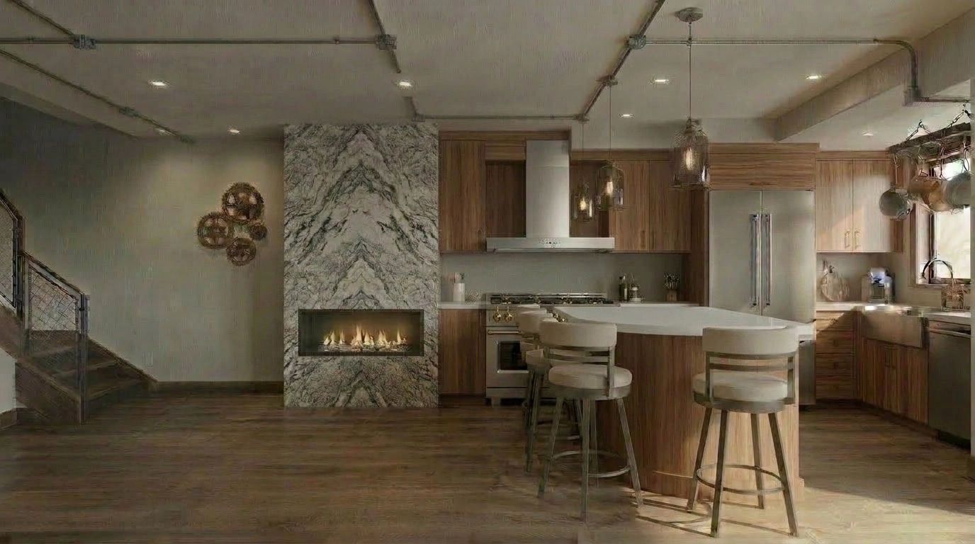Loft / Industrial Kitchen design — interior photo by GenRoom AI