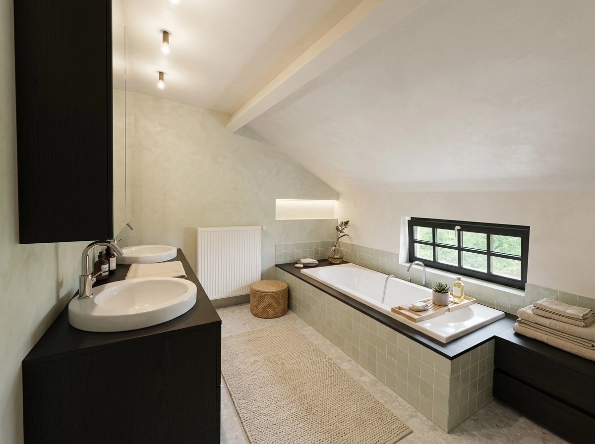 Bathroom interior in Scandinavian style — photo by GenRoom AI