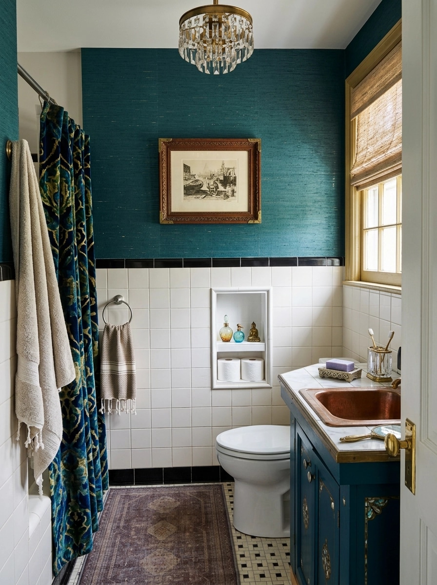 Bathroom interior in Eclectic style — photo by GenRoom AI