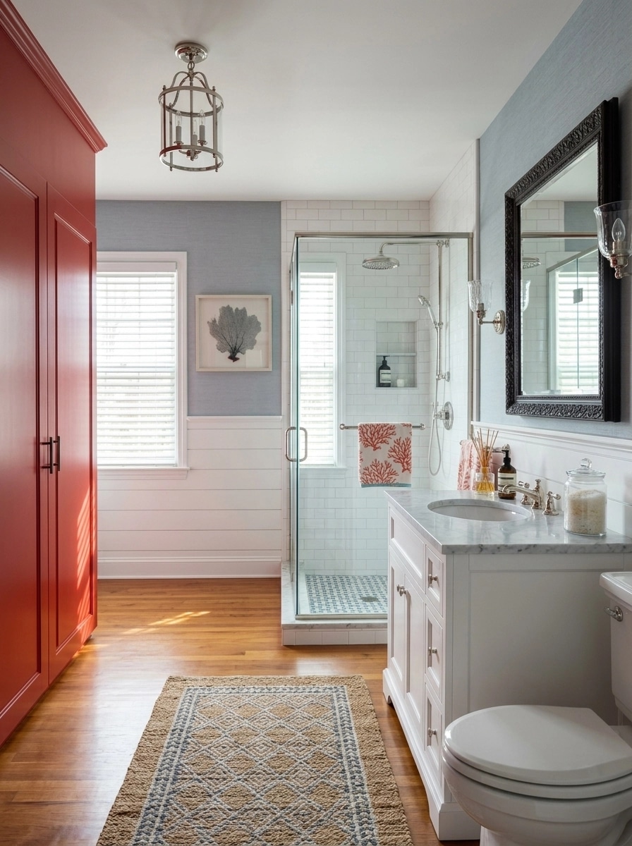 Bathroom interior in Coastal / Hamptons style — photo by GenRoom AI