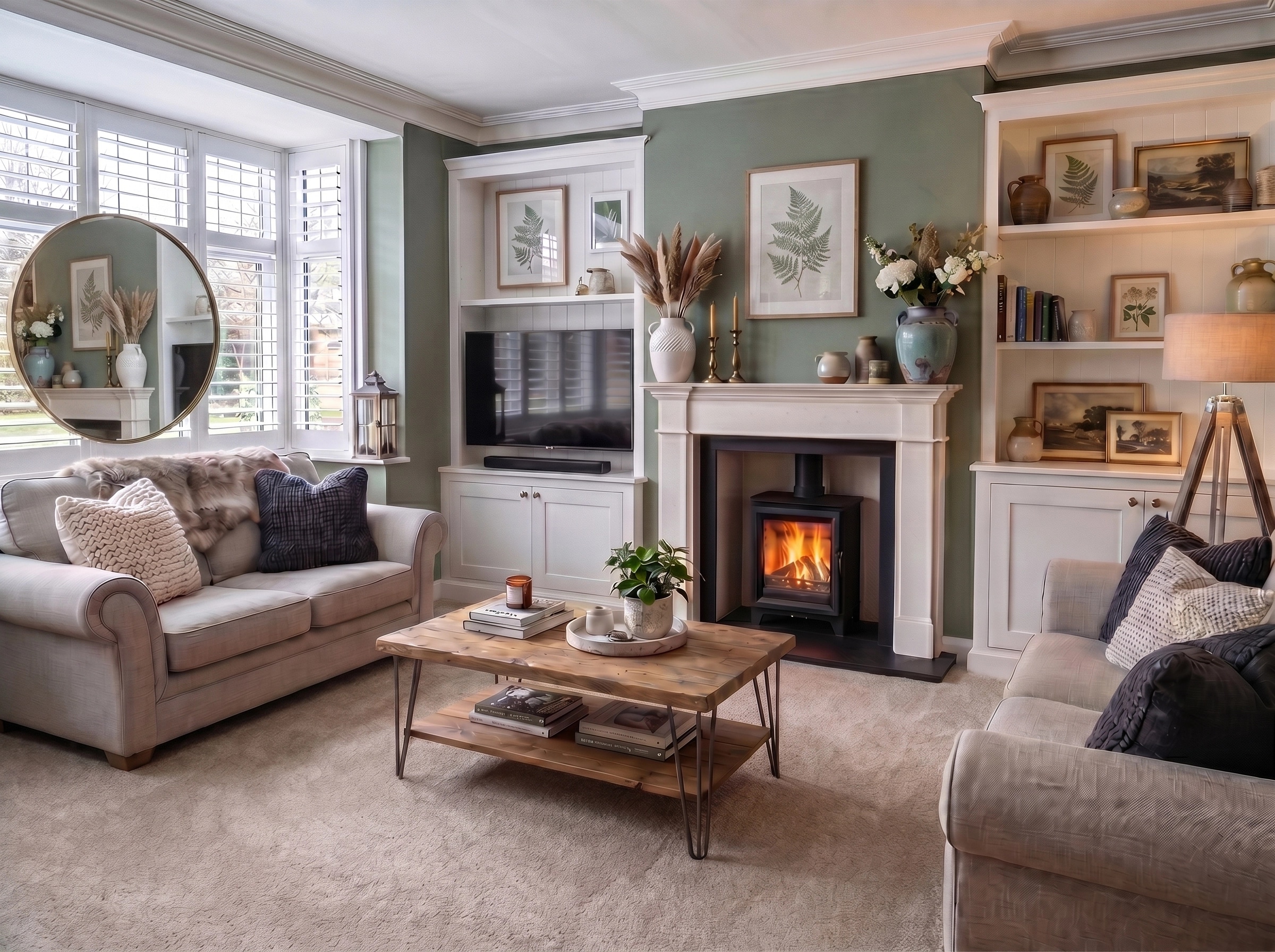 Transitional Ruang Tamu design — interior photo by GenRoom AI