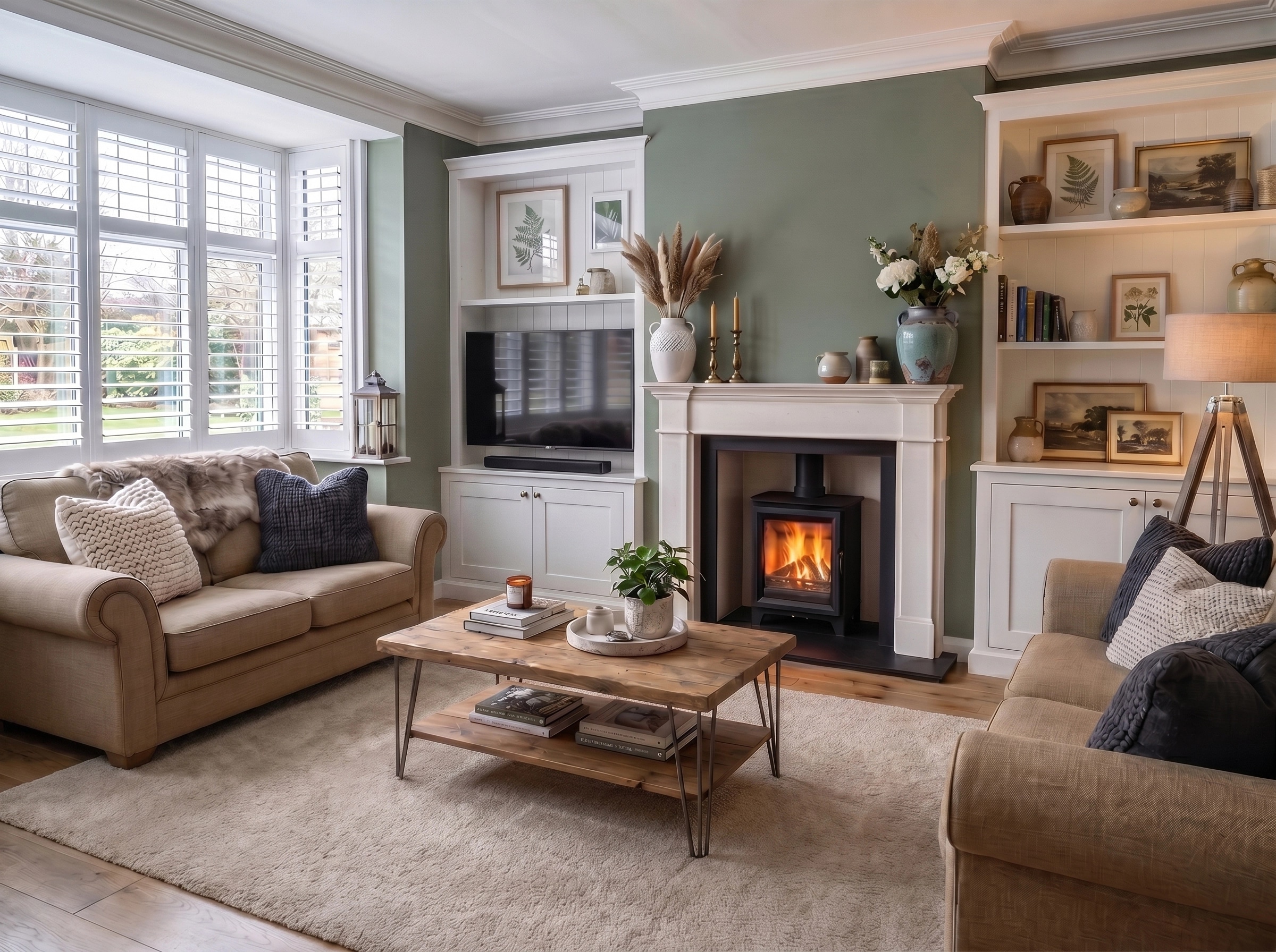 Transitional Ruang Tamu design — interior photo by GenRoom AI