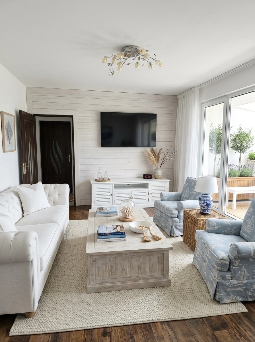 Interior design in Coastal / Hamptons style — Living Room by GenRoom AI