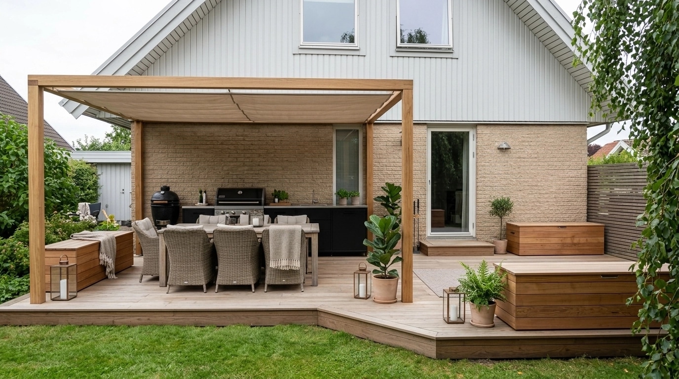Landscape design in Scandinavian Garden style — Yard by GenRoom AI