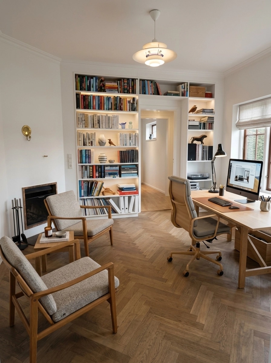 Office interior in Scandinavian style — photo by GenRoom AI