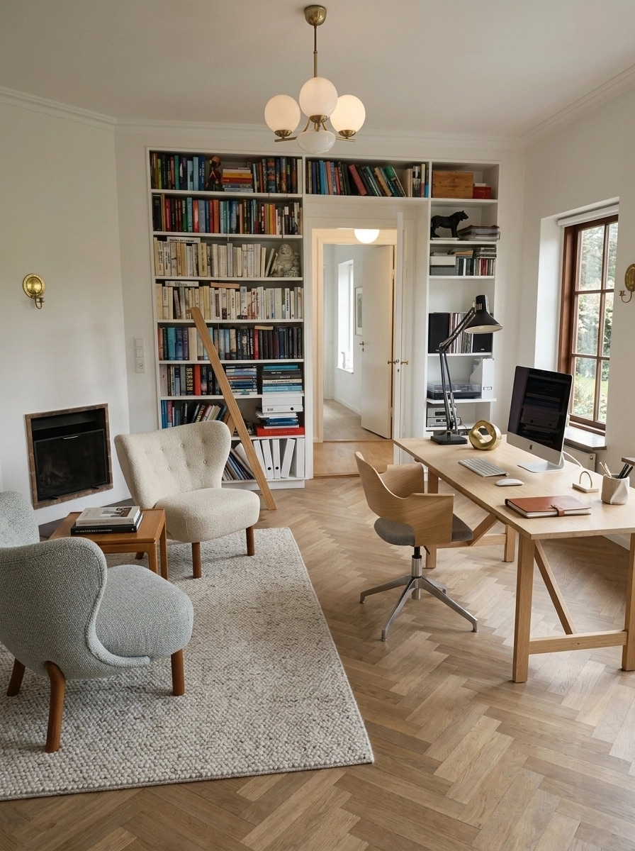 Office interior in Transitional style — photo by GenRoom AI