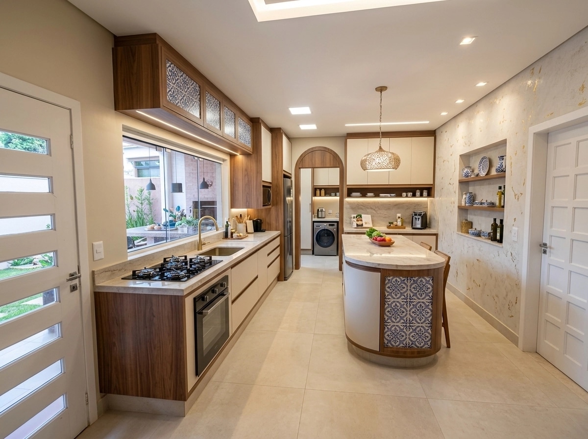 Kitchen interior in Portuguese Modern style — photo by GenRoom AI