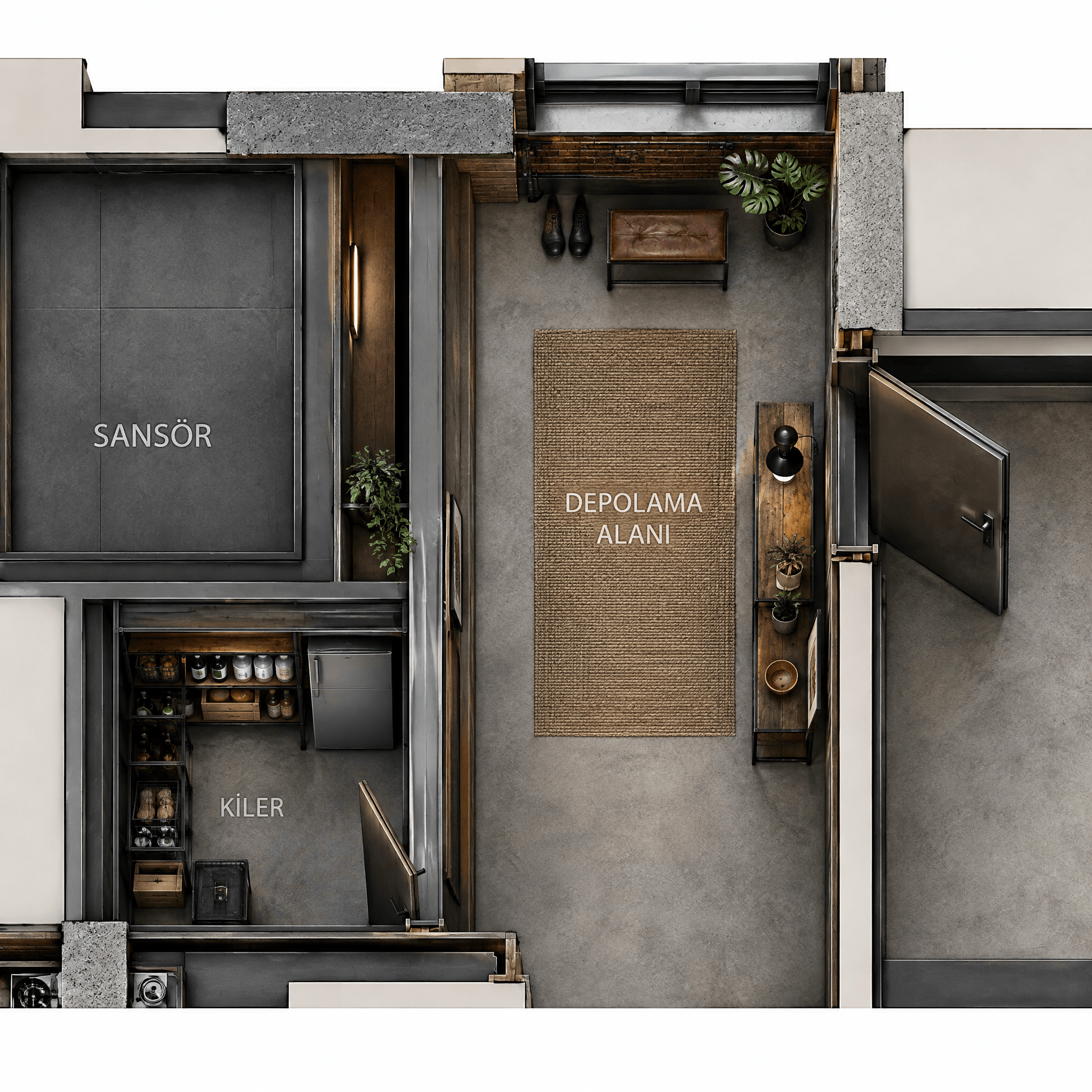 Interior design in Loft / Industrial style — Living Room by GenRoom AI
