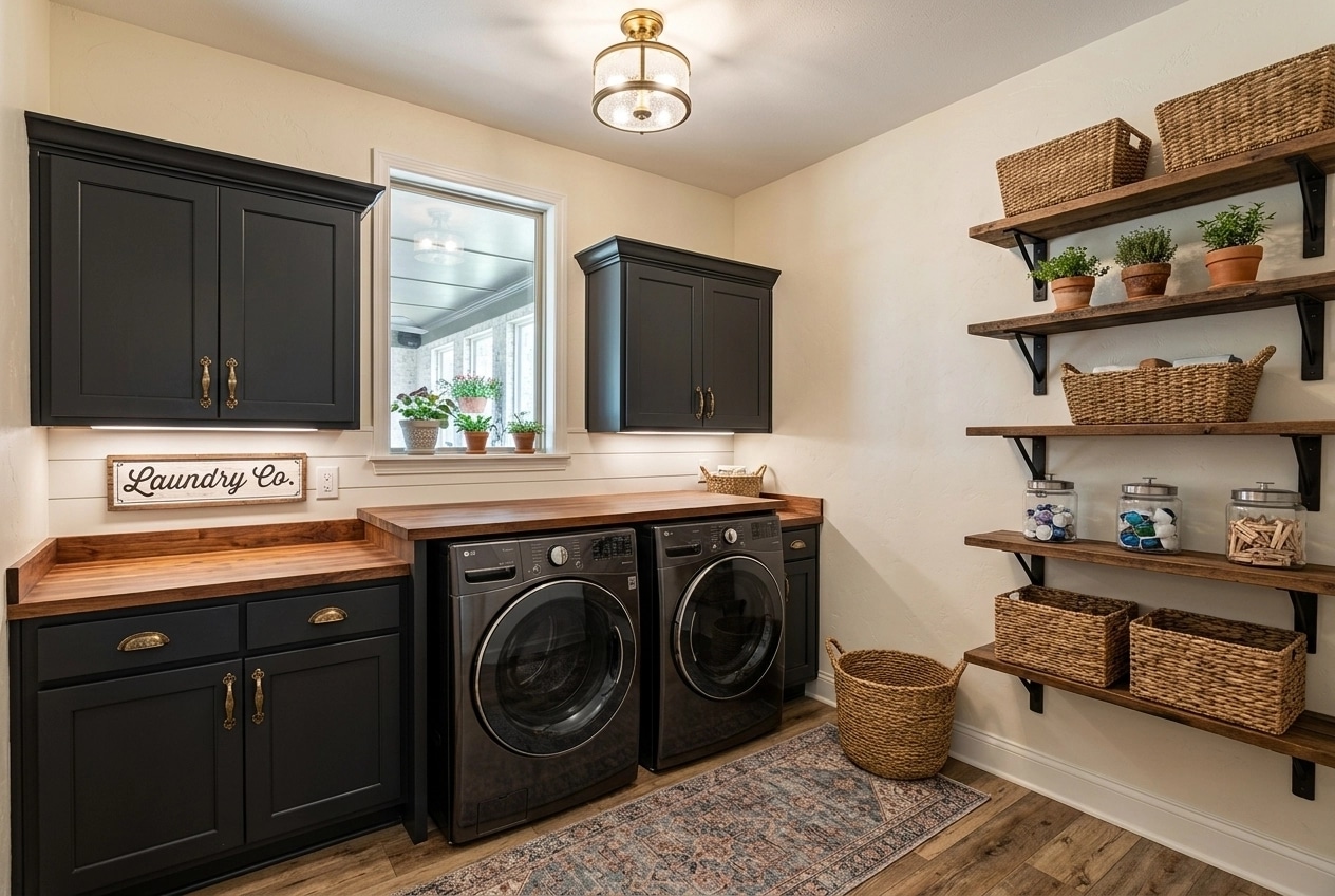 Interior design in Modern Farmhouse style — laundry by GenRoom AI